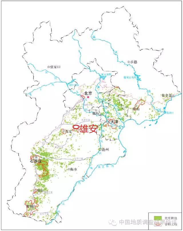 京津冀平原区富硒和优质耕地分布图