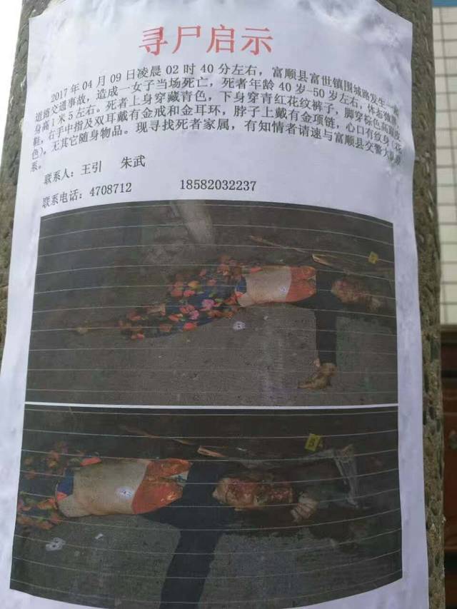 寻尸启示!今晨2点,围城路车祸,一女子当场死亡.