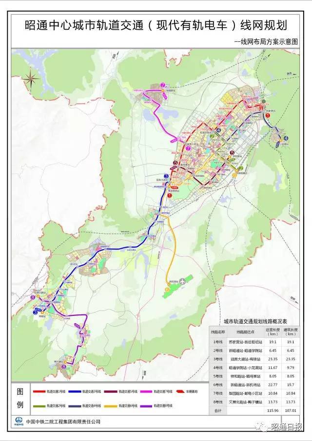 55公里(线路起于昭通火车站,沿昭通大道,盐津路,规划敦煌路布线,止于