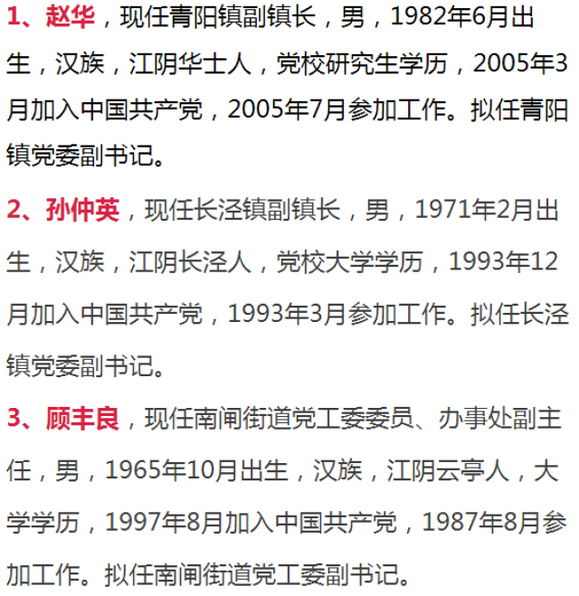 江阴30位领导干部任前公示啦,涉2镇"一把手!看看你认识吗?