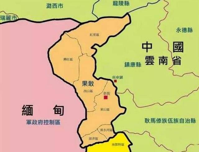 紧邻中国云南省,西临萨尔温江与木邦相峙,东与中国云南省镇康县,沧源