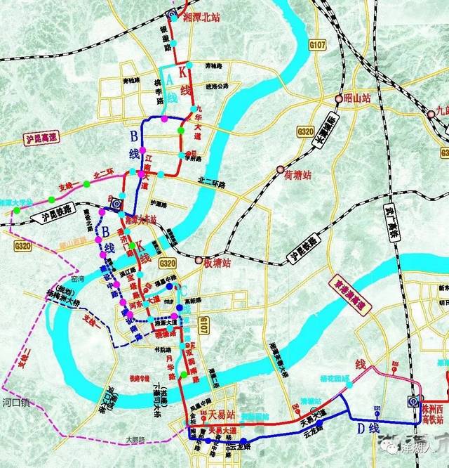 湘潭大学和砂子岭等片区交通出行需求,在规划中也一并考虑了轨道支线