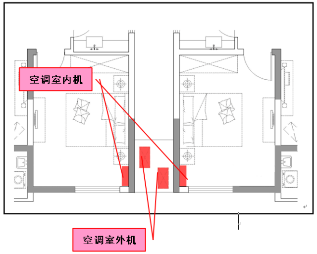 2.5 空调室外机必须放在室外,且无任何障碍物遮挡