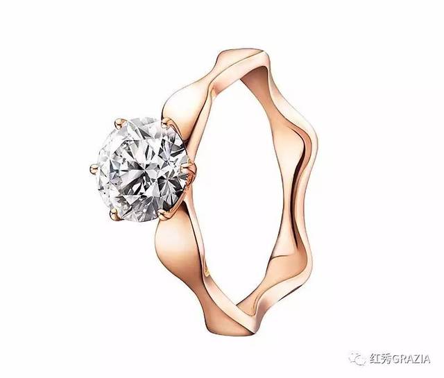 elsa peretti 18k 玫瑰金镶圆形明亮式切割钻石戒指(tiffany & co.