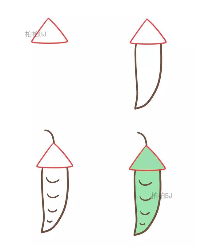 三角形简笔画【植物瓜果蔬菜篇】