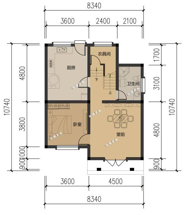 8x11米三层简约独栋别墅,朴实的乡间住宅