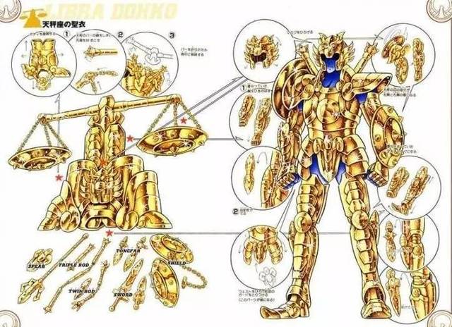 众所周知,天秤座黄金圣衣配置华丽,有12件武器.