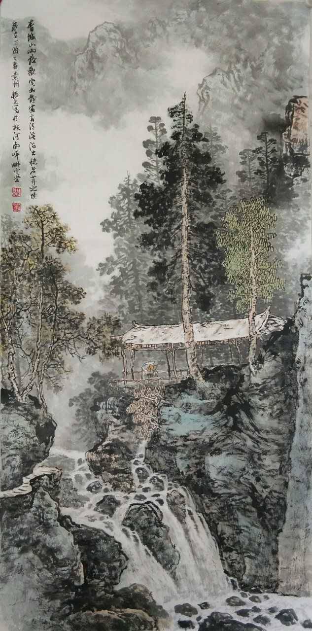 33号作品:关福元 《青城山雨后》 137x69 cm