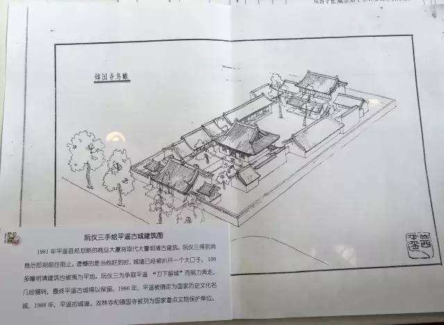 阮仪三手绘平遥古镇建筑图