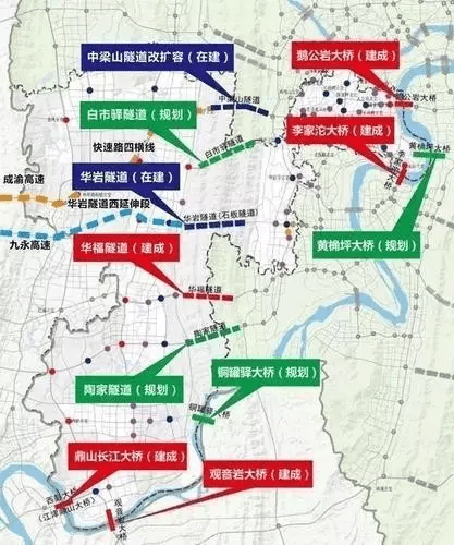 跳磴片区及主城南部片区至江津方向的车程 项目介绍:陶家隧道西起于