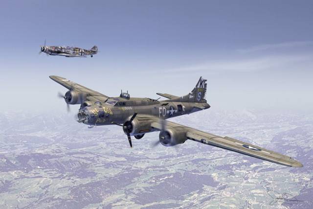 二战人性故事,德军飞行员引领美军受伤轰炸机脱险