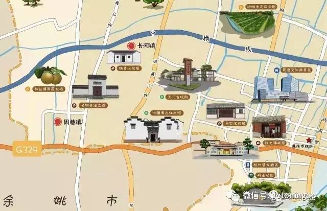 这份手绘地图带你游遍慈溪!宁波市区的领取地是