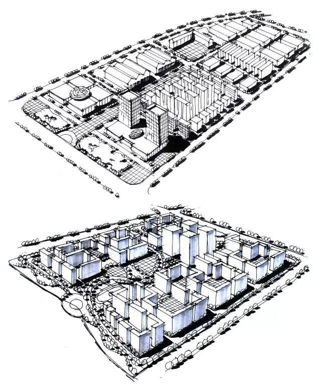 100张建筑鸟瞰手绘