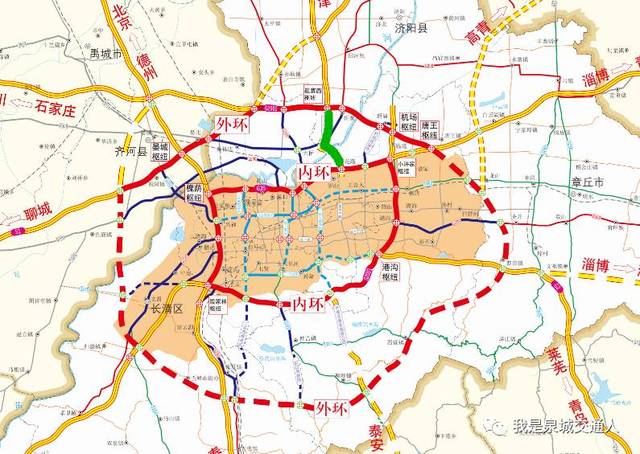 济南市"两环十二射"高速公路网规划图