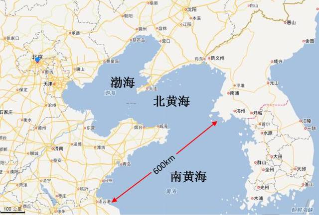 渤海和黄海海域地图(据百度地图修编)