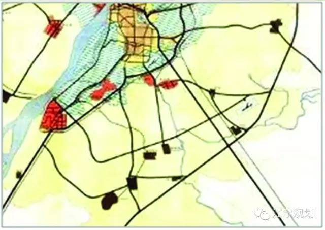 80年代南京市布局中的江宁 江宁县县城总体规划图(1983-2000年)