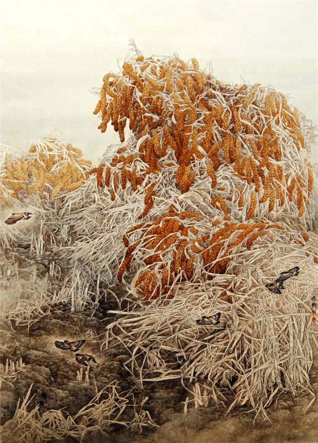 《艳阳秋》中国画入选第十二届全国美展 220×172cm