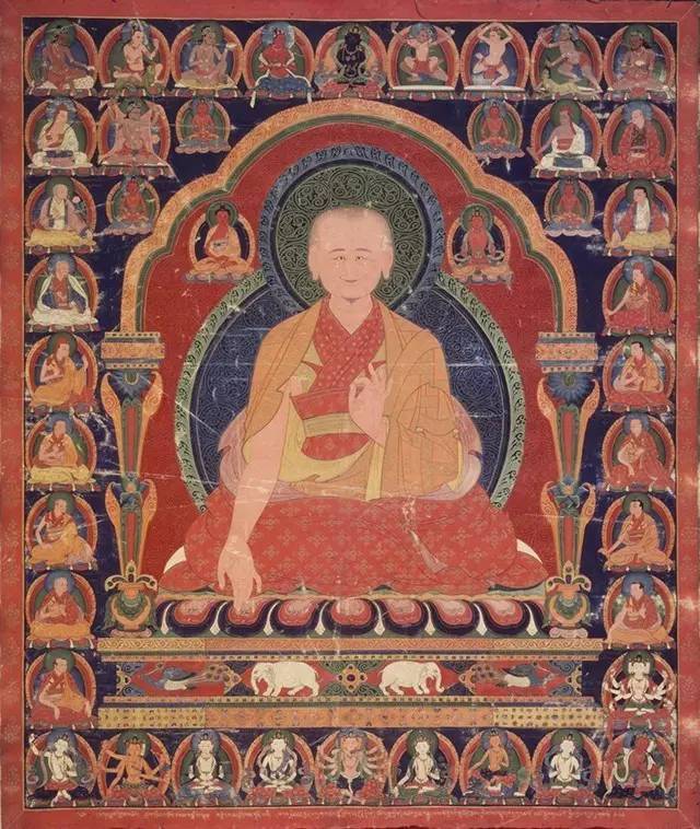 萨迦派喇嘛像(lama of the sakya-pa sect,约1600年 棉布不透明水彩