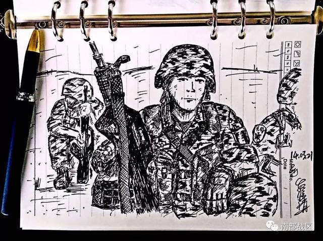南部战区陆军第75集团军某旅一连连长,利用课余时间手绘简笔画,记录