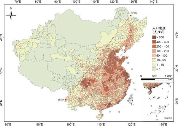 遥感显示:近80年来"胡焕庸线"西北部人口密度增长了8倍(组图)