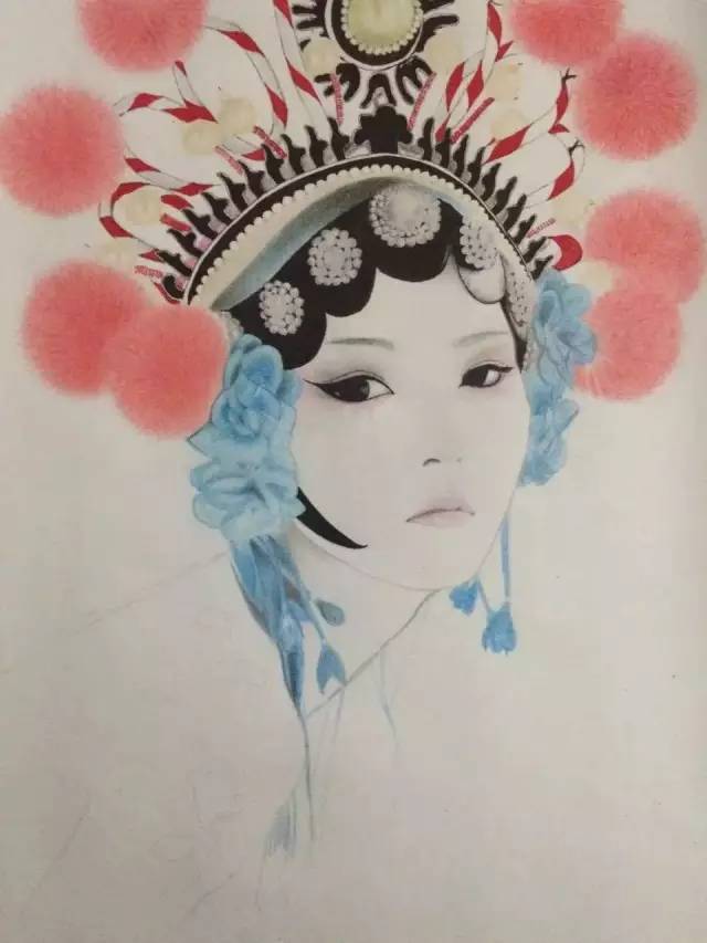 彩铅人物画:花旦人物手绘步骤欣赏