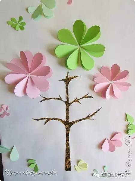 幼儿园卡纸,立体花挂画,做简单而美的手工装饰