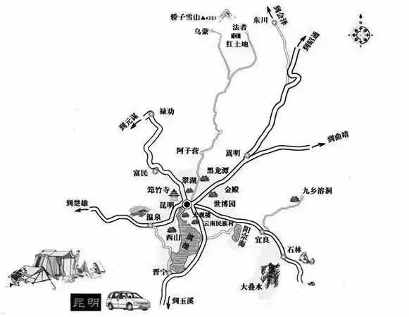 云南昆明旅游景点地图图片