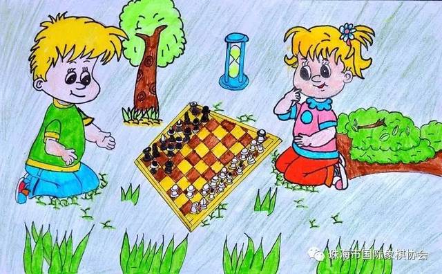 棋盘,棋局等国际象棋元素带入美术课堂,激发孩子们自主创意,以绘画的