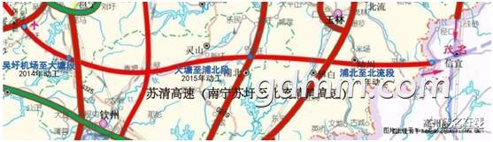 我区有吴圩机场至大塘,浦北至北流等8条高速公路列入了支撑"三大战略"