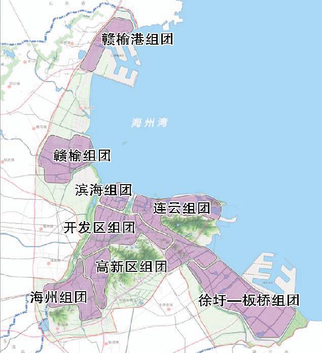 中心城区用地规划图 中心城区结构图 组团分布图 海州组团,高新区