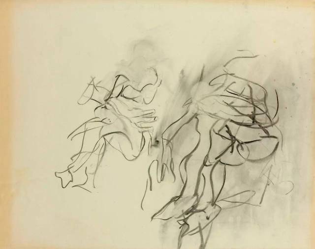 德·库宁《无题》,1960年代,纸本炭笔,47.6-60.3cm