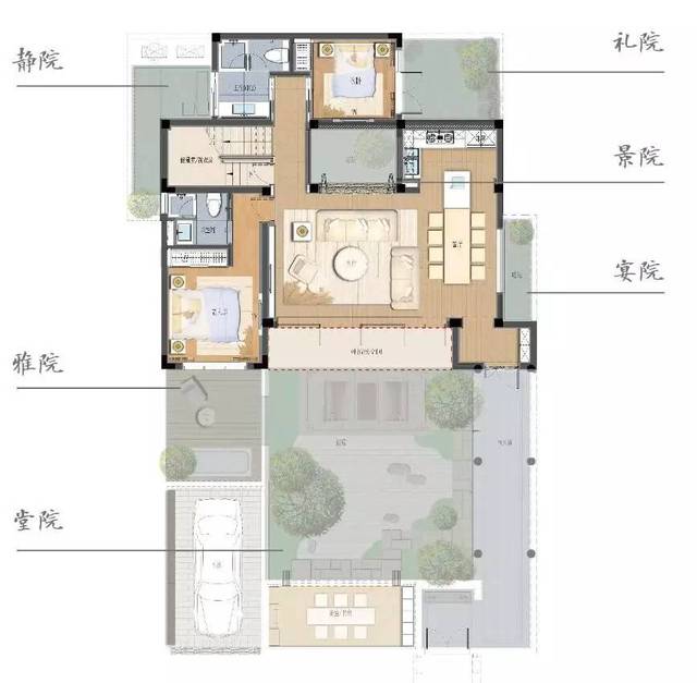 【六合院】b1户型效果图