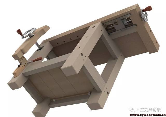 木工桌多角度详细图 单丝杠桌钳一体木工台的结构