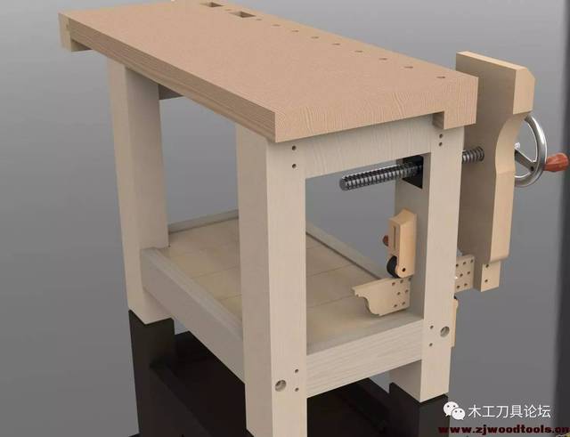 木工桌多角度详细图 单丝杠桌钳一体木工台的结构