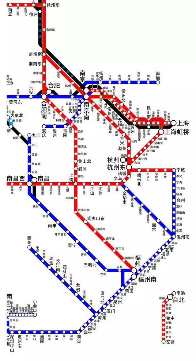 中国高铁运营线路图(2017年7月最新版)