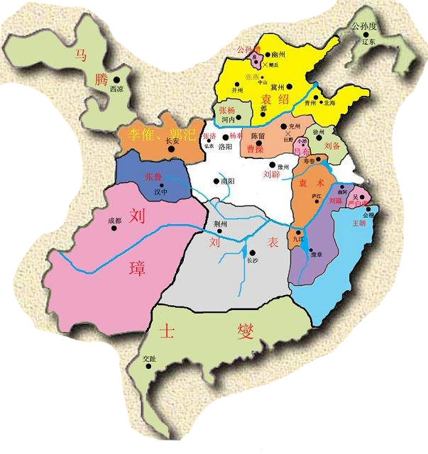 三国时期地图 年代史 190年-199年图片