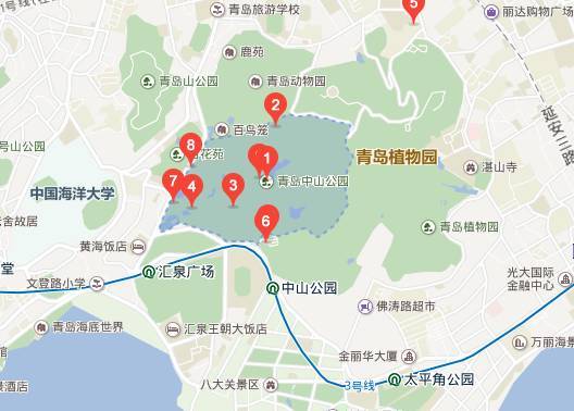 周边景区:青岛植物园,太平角公园,八大关景区,湛山寺,汇泉广场等