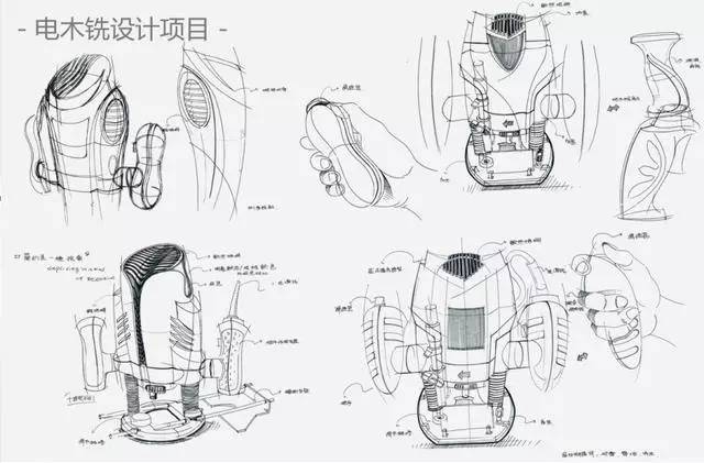 一组电动工具设计手稿,高手作图就是漂亮