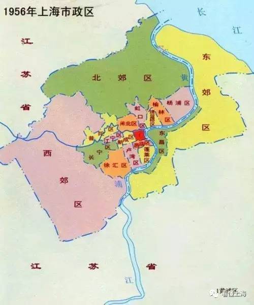 60年的地图宝山区里划出吴淞区,上海从江苏省包围中解脱,与浙江交界.图片