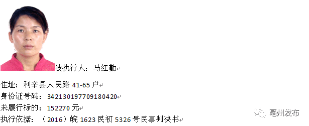 利辛最新一批"老赖"姓名,照片,地址大曝光!