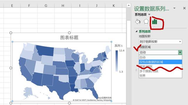 用Excel绘制美国地图