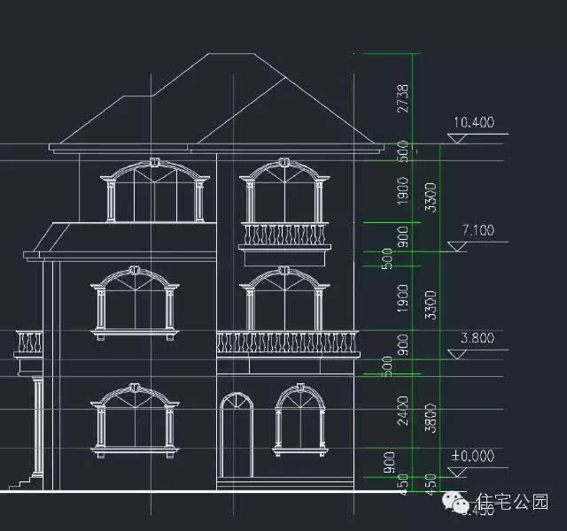 新农村自建房12米x9米 3层带车库露台 图纸分享