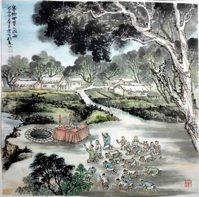 刘东方《家乡回望》系列国画作品:求雨