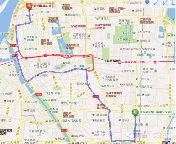 原线路走向:南昌理工—庐山中大道—枫林大道—富樱路—双港西大街—