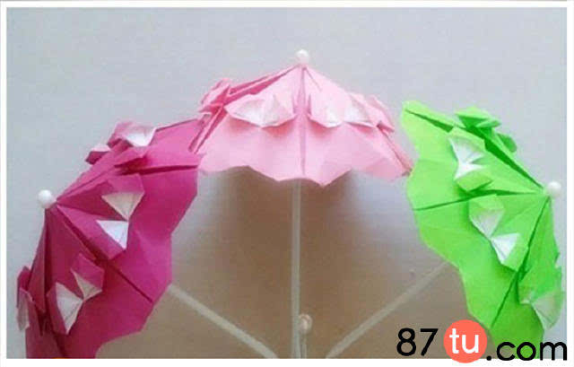 亲子手工精致的小雨伞折纸图解教程