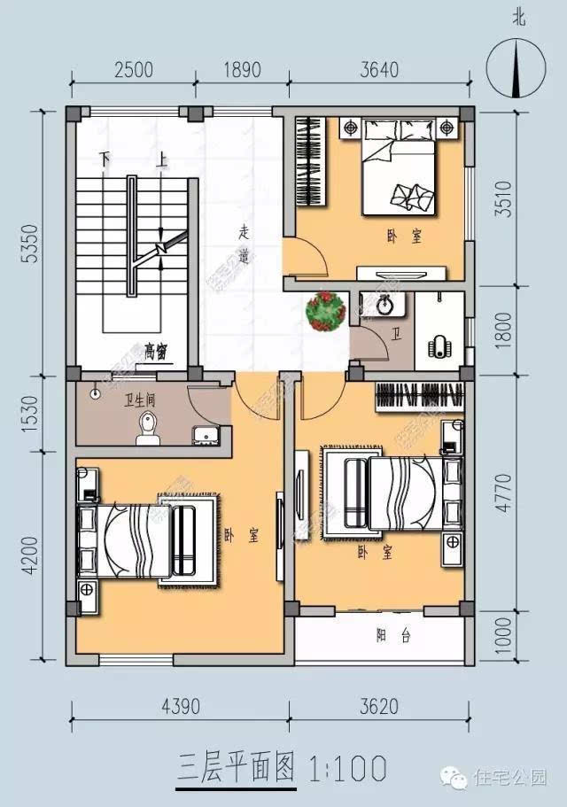 新农村欧式平屋顶自建别墅 8米x11米(图纸 预算)