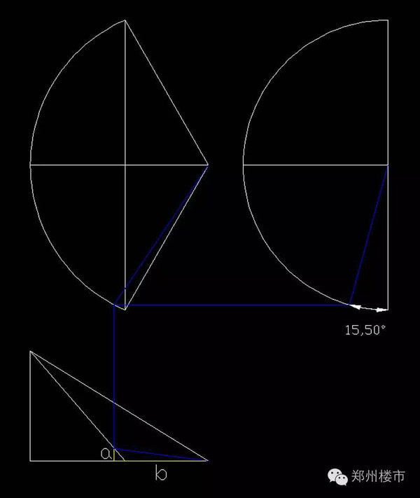 在cad里建出三个与上面的立体图有关的平面图,一个可以当做从天空俯视