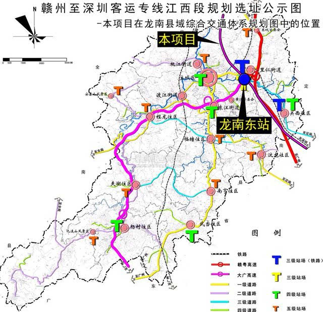 后与大广高速并行,经信丰县城区西侧,大广高速东侧走线,在信丰县城区