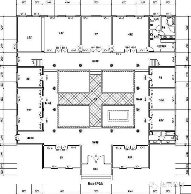 农村自建双层四合院 29米x29米 带堂屋含平面图