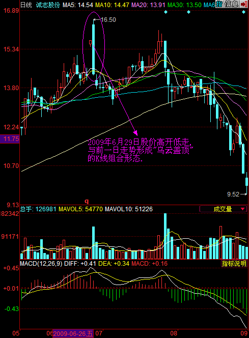 下图是诚志股份(000990)2007年5月25日至9月1日的日k线和成交量走势